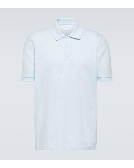 Bottega Veneta Blue Cotton Pique Polo Shirt for men