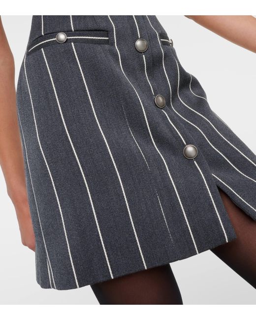Alessandra Rich Black Pinstripe Wool-blend Minidress