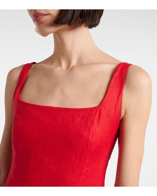 Faithfull The Brand Red Felice Linen Minidress