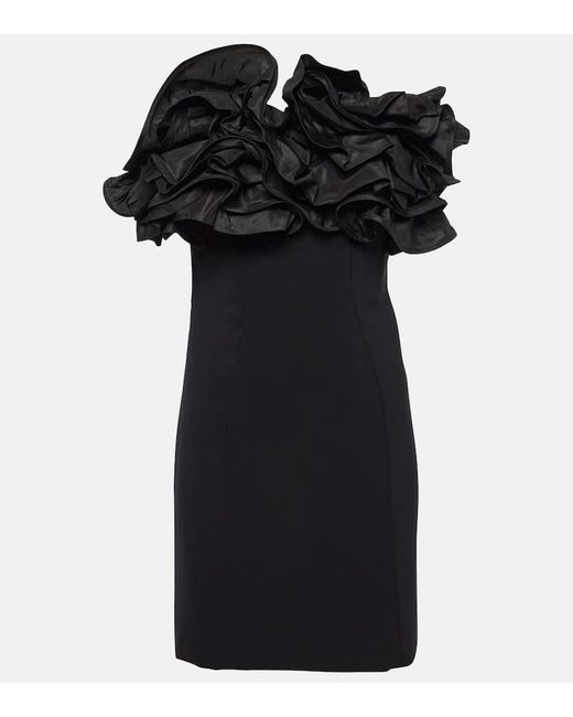 Miniabito con applicazione floreale di Carolina Herrera in Black