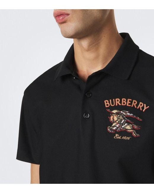 Burberry Black Ekd Cotton Pique Polo Shirt for men
