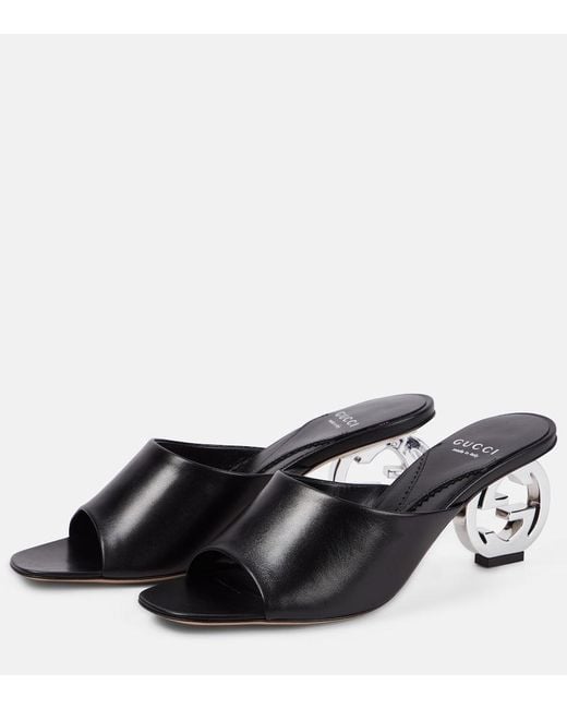 Sandalo Con Tacco Incrocio GG di Gucci in Black