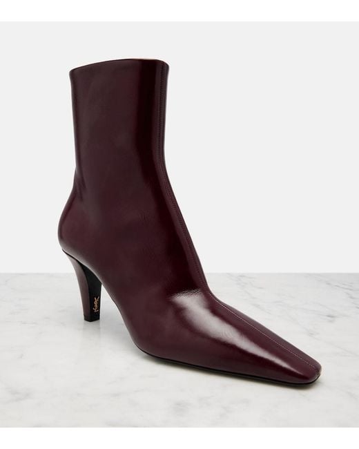 Saint Laurent Purple Jill Leather Ankle Boots