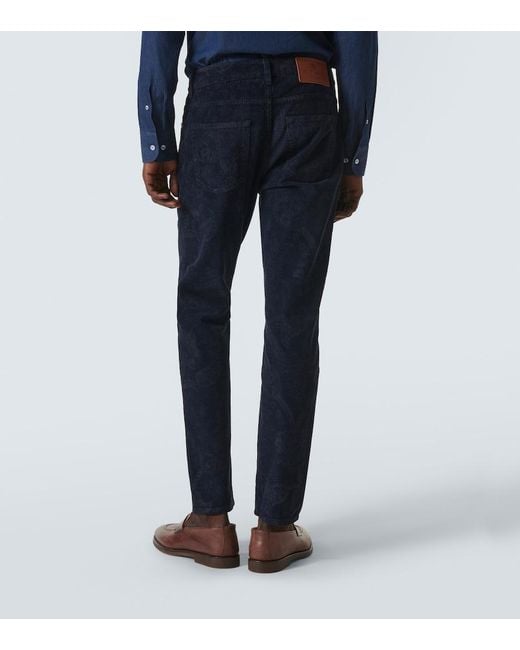 Etro Blue Printed Straight Jeans for men