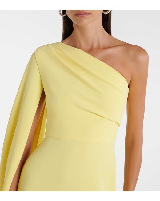 Solace London Yellow Yazmin Asymmetric Caped Gown