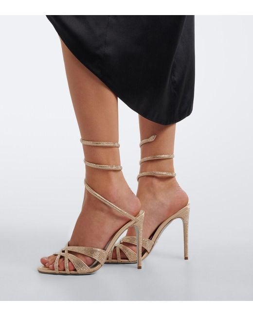 Rene Caovilla Metallic Margot Embellished Satin Sandals