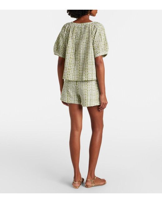 Velvet Natural Daniela Embroidered Cotton-Blend Shorts