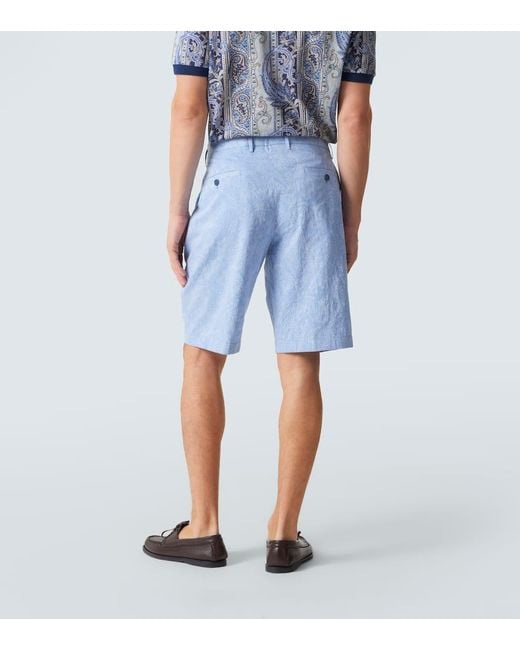 Etro Bedruckte Shorts Aus Baumwolle in Blue für Herren