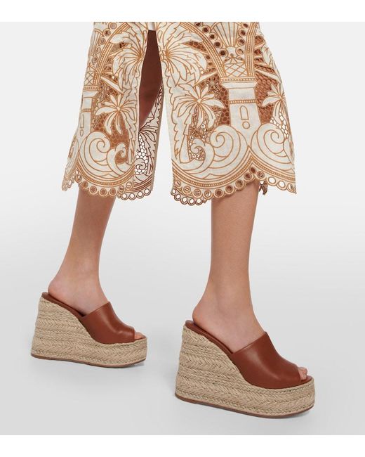Christian Louboutin Brown Ariella Zeppa Leather Espadrille Wedges
