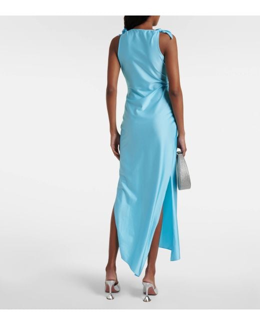 Coperni Blue Floral-applique Cutout Maxi Dress