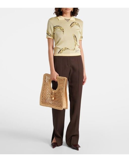 Jacquemus Metallic Spiaggia Small Raffia Tote Bag