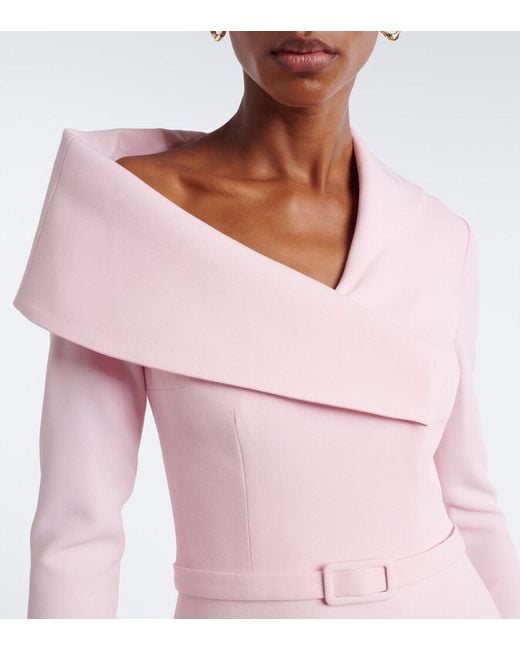 Safiyaa Pink Odelle Asymmetric Crepe Midi Dress