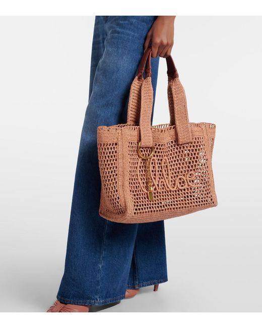 Chloé Brown Summer Banana Raffia Tote Bag