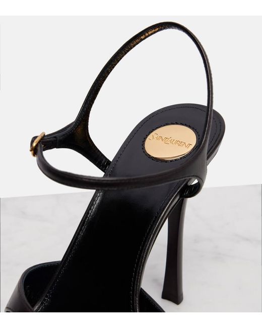 Saint Laurent Black Debbie 110 Leather Platform Sandals