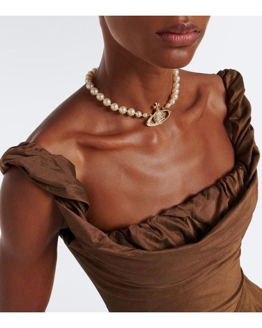 Vivienne Westwood Brown Chichi Draped Cotton-Blend Bustier Dress