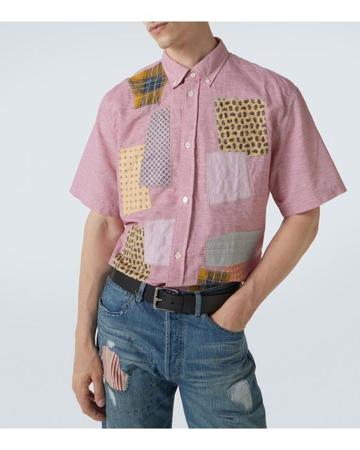 Camisa Bowling Algodon Y Lino Patchwork Junya Watanabe de hombre de color Pink