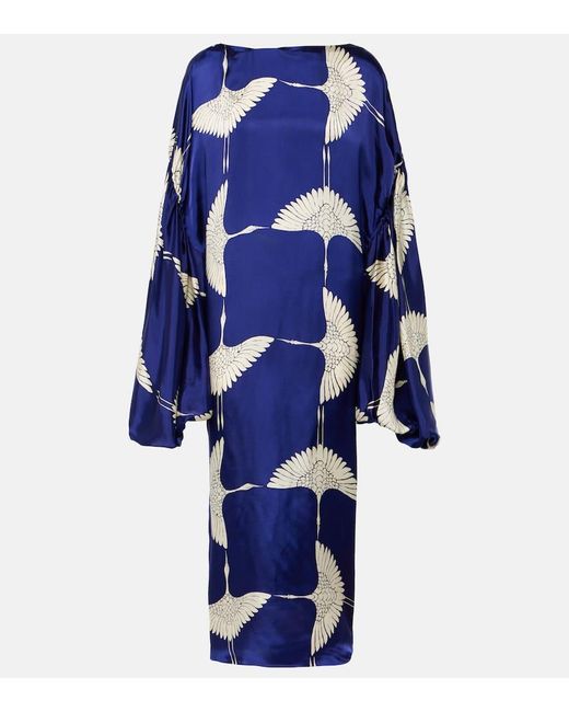 Khaite Blue Zelma Printed Maxi Dress