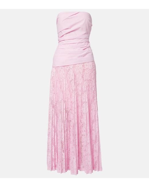 Jonathan Simkhai Pink Annalise Plisse Lace Maxi Dress