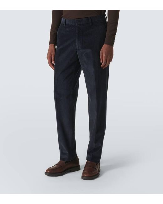 Loro Piana Gerade Hose Aus Baumwoll-Cord in Blue für Herren