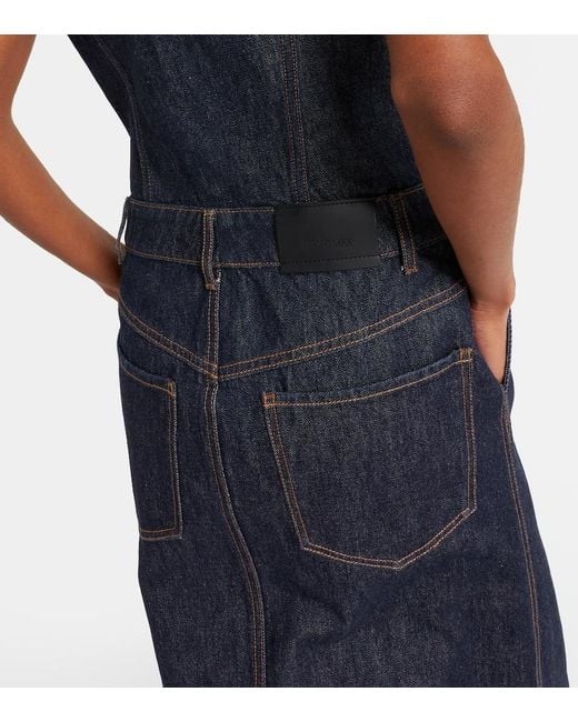 Sportmax Blue Farfalla Denim Midi Dress