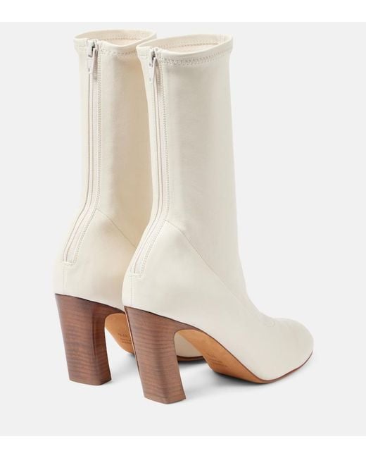 Khaite White Apollo Leather Ankle Boots