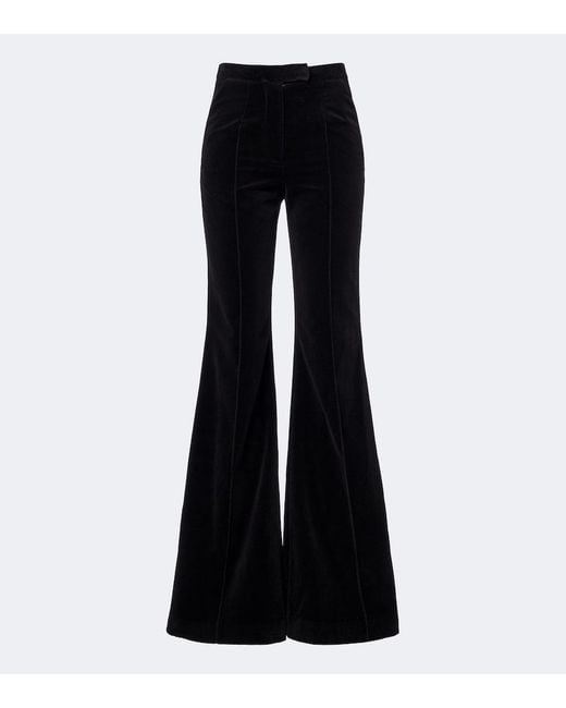 Costarellos Black Avice Cotton Velvet Flared Pants