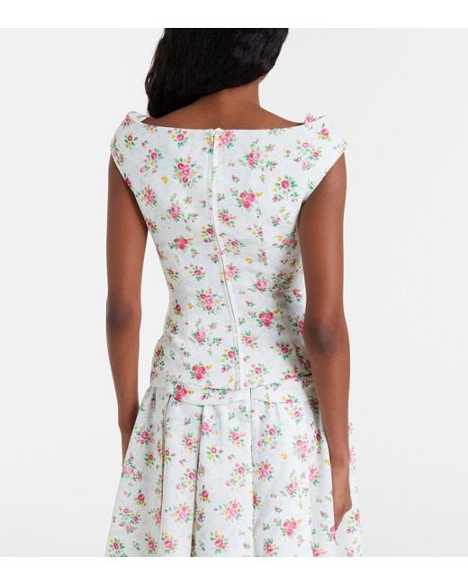 ShuShu/Tong White Bow-Detail Floral Top