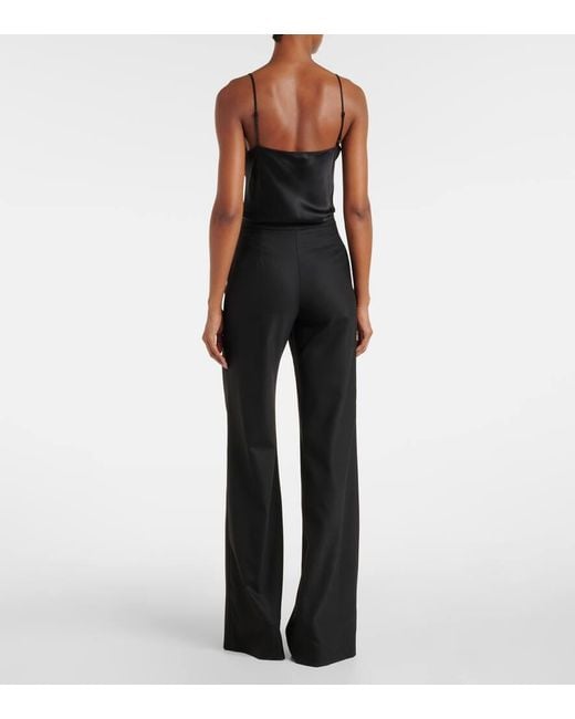 Costarellos Blue Pleated Wool-Blend Wide-Leg Pants