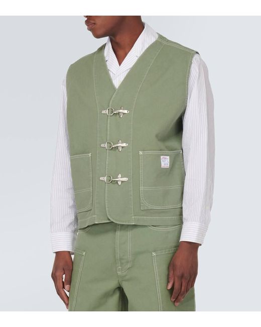 KENZO Green Cotton Drill Vest for men