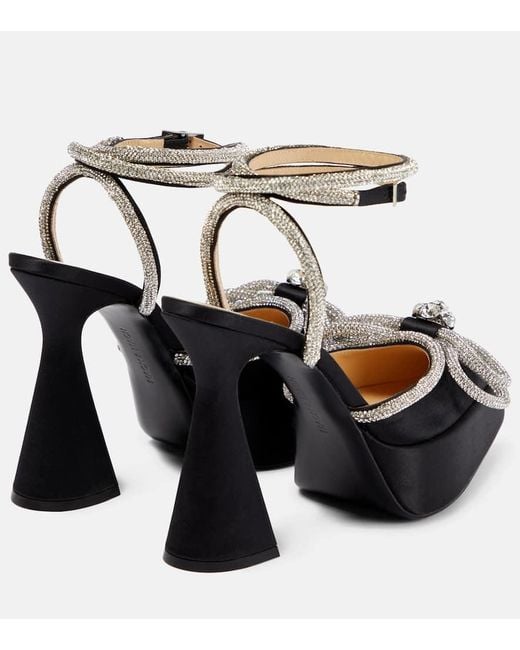 Mach & Mach Black 1mm Triple Heart Satin Platforms