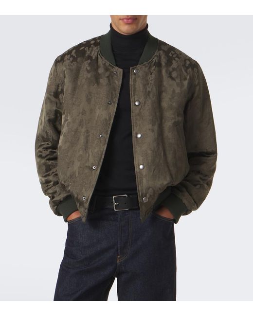 Dries Van Noten Green Floral Jacquard Bomber Jacket for men