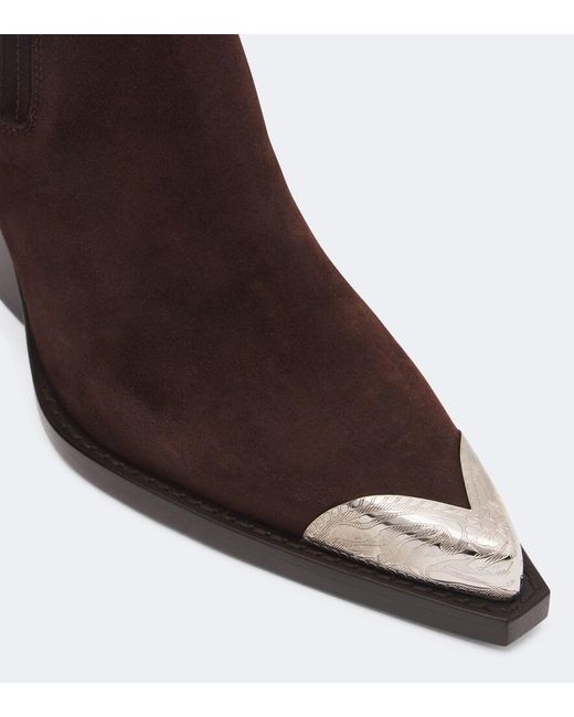 Paris Texas Brown Dallas Embellished Suede Cowboy Boots