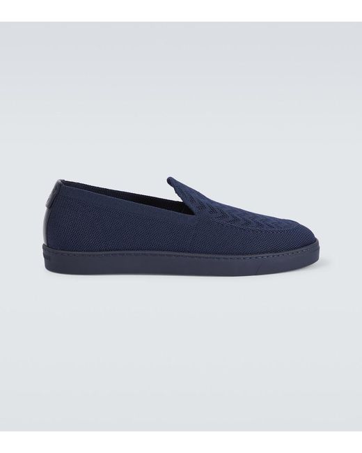 Giorgio Armani Blue Canvas Slip-On Shoes for men