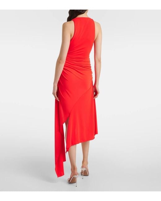 David Koma Red Lame Midi Dress