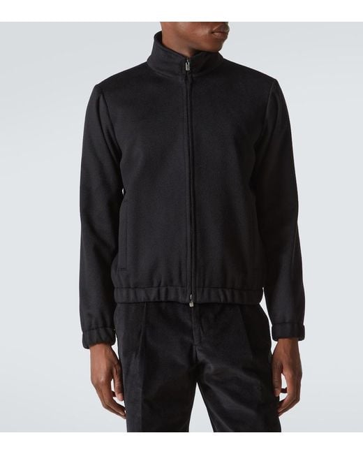 Saman Amel Blue Camillo Cashmere Bomber Jacket for men