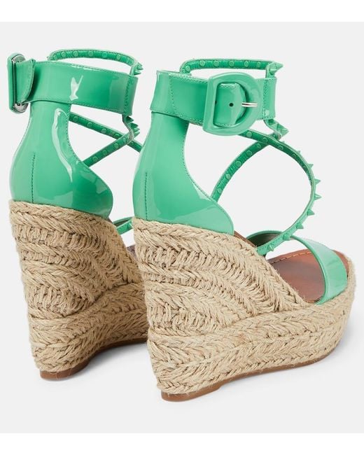 Christian Louboutin Green Chocazeppa 120 Embellished Wedge Sandals