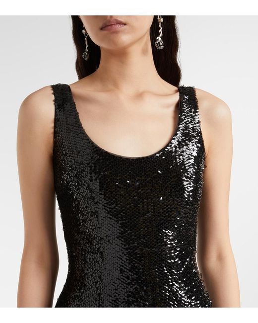 Emilia Wickstead Black Tippini Sequined Midi Dress