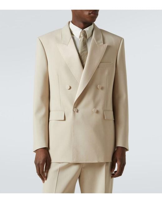 Saint Laurent Natural Wool Tuxedo Blazer With Satin Lapel for men