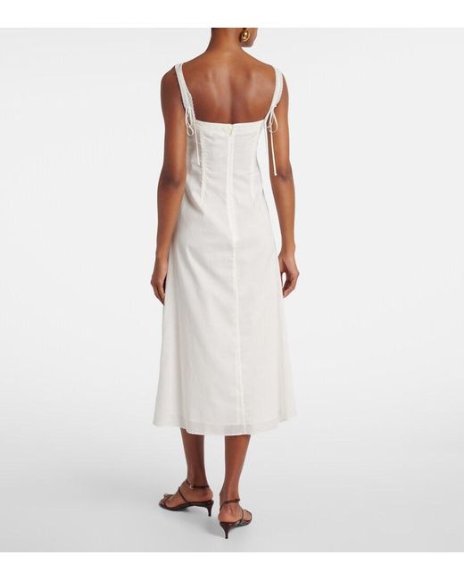 Staud White Matilde Cotton Midi Dress