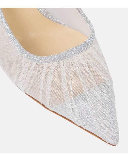 Escarpins Love 85 en tulle a paillettes Jimmy Choo en coloris White