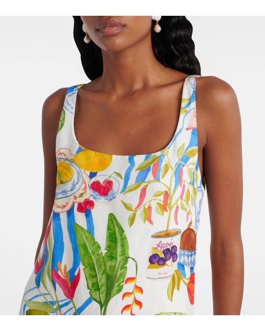 Farm Rio White Printed Linen Minidress