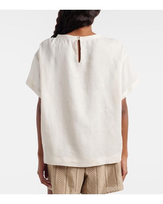 Brunello Cucinelli White Oversized Linen T-Shirt