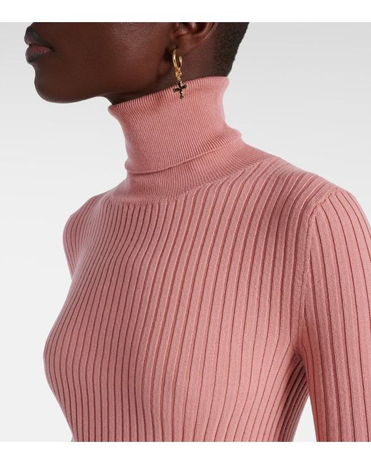 Dolce & Gabbana Pink Ribbed-Knit Wool-Blend Sweater