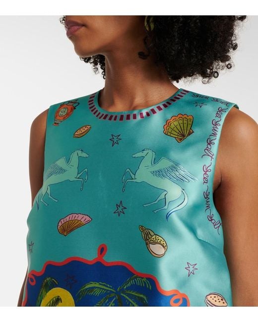ALÉMAIS Blue Surrealist Summer Printed Minidress