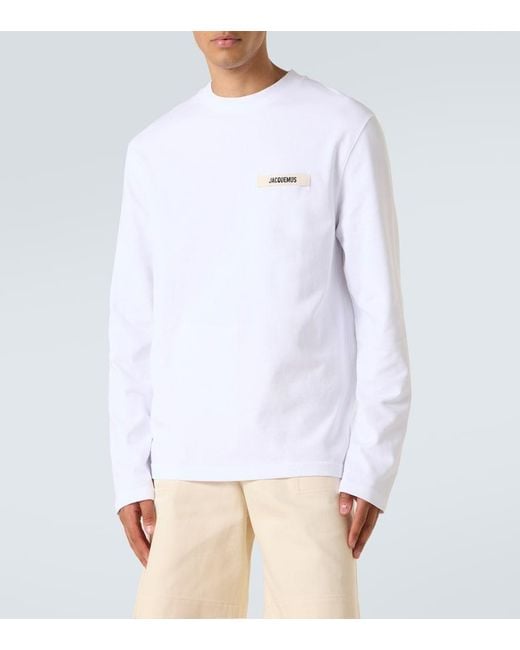 Jacquemus White Gros Grain Cotton Fleece T-Shirt for men