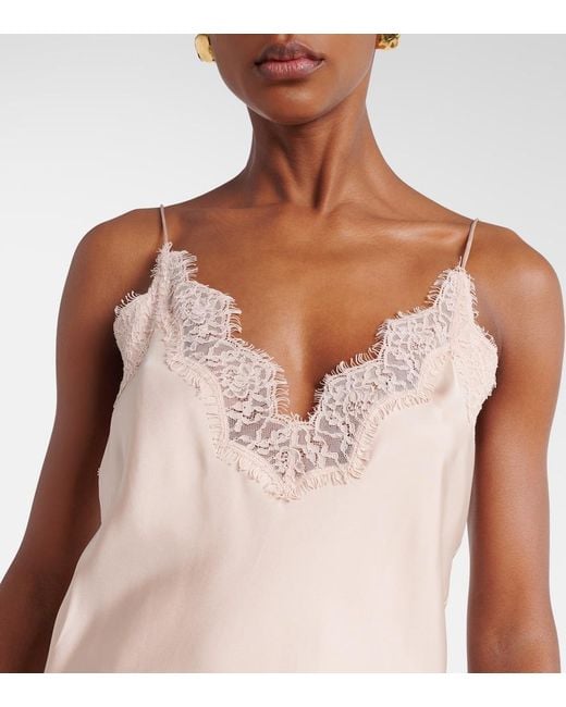 Rohe Natural Lace-Trimmed Silk Satin Slip Dress