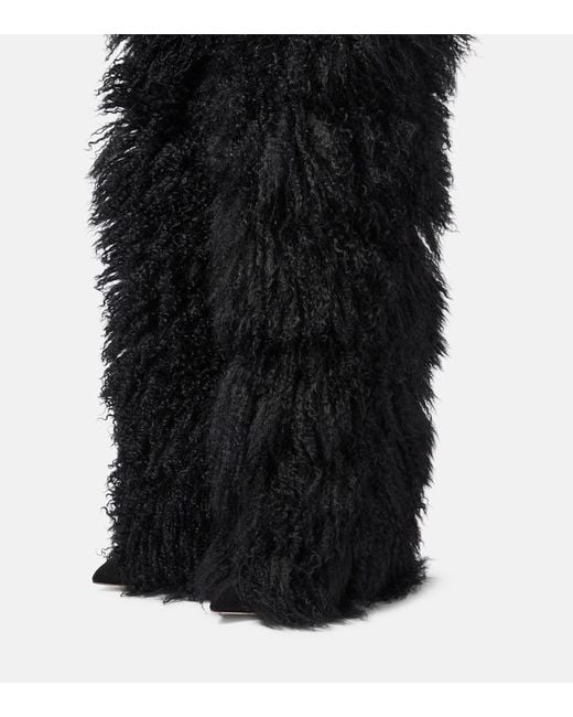 Paris Texas Black Shearling Fur Boots