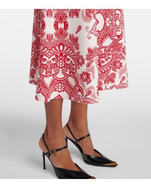 Etro Red Jacquard Midi Dress