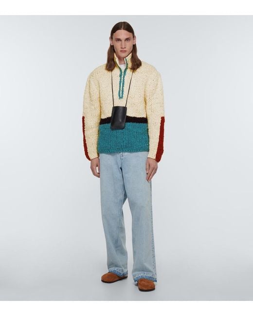 The Elder Statesman Blue Block N Spiral Boucle Sweater for men
