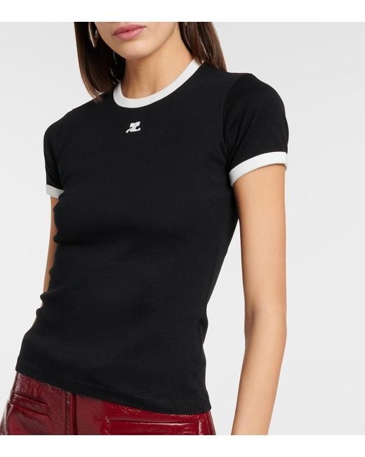 Courreges Black Logo Cotton Jersey T-Shirt